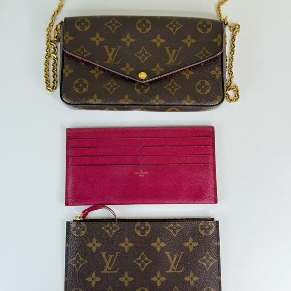 Louis Vuitton Monogram Canvas Felicie Shoulder Bag Crossbody with Gold Chains - Picture 2 of 9